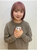 ピンクベージュ/ショートボブ