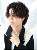 20代30代センターパート黒髪ニュアンスパーマショートd草加