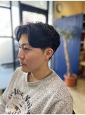 ツーブロック×フェザーパーマ