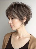 大人可愛い40代50代くびれショートボブ丸みショート