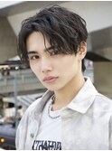 波巻きシャドウパーマセンターパートウルフコンマバング