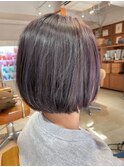 ハイライトカラーパープルシルバーボブ