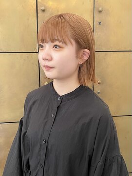 パークレーン アイス イヴェン(park lane ICI yeven) オレンジカラー ベージュ ボブ 20代 ブリーチカラー