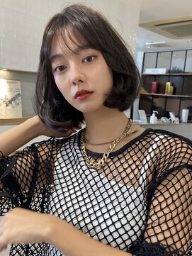 アリュウル 表参道(ALLURE) 褒められる、顔まわりカット韓国ボブタンバルモリ黒髪ボブ
