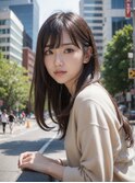 レイヤー韓国風ミディアムアディクシーカラーエアリー