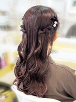 お呼ばれ 推し活 ねじりハーフツイン×ベロアリボン・パールピン