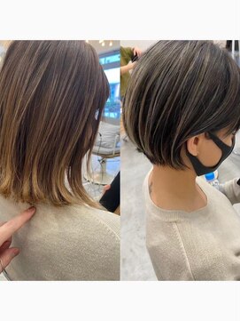 ロミー 本厚木(ROMMY.) 本厚木◎丸みショート細めハイライト◎バレイヤージュマニッシュ