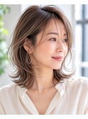 ミディアムレイヤー 白髪ぼかし ハイライト 40代50代60代