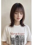 大人可愛い外ハネミディアム/ピンクグレージュ/20代30代40代