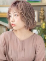 カバーヘア ブリス 川口(COVER HAIR bliss) ミルクティーピンクハイライトくせ毛風ボブTa3川口10代20代30代