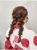 浴衣にも似合う☆ツインテールの編み下ろし