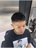 メンズクロップフェードショート束感ビジネスパーマF