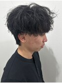 メンズマッシュウルフパーマシャドウパーマスパイラルパーマ