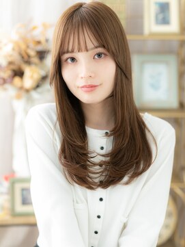 カバーヘア ブリス 志木南口駅前店(COVER HAIR bliss) ツヤ感ショコラベージュ小顔レイヤーロングh3志木20代30代40代