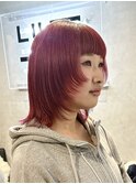 チェリーレッド/ミディアムレイヤー/レイヤーカット/表参道/原宿