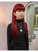 レッドカラーエクステ艶髪