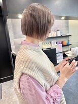 ケンジ 横浜(KENJE)&nbsp;ミニボブ/切りっぱなしボブ/ミルクティーベージュ/ローライト