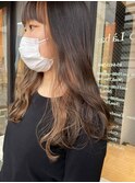 インナーカラー ロング ピンクベージュ