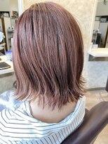 ヘアーエポック(hair epoque) ラベージュくすみピンク/切りっぱなしボブ