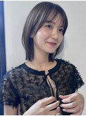 黒髪 ボブルフ ネビージュ 小顔 ワンレン 顔周りレイヤー