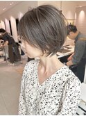 大人かわいい 髪質改善カラー 前下がり丸みショートボブ