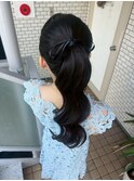 ポニーテール　大人ヘアセット　参列ヘア　ポニー