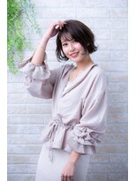 ヘアーアートシフォン 池袋西口店(Hair art chiffon)&nbsp;3Ｄカラーオリーブアッシュ似合わせカット黒髪エッジショート