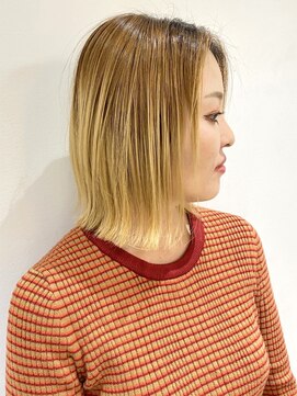 フォーク FOLK 【FOLK】透明感ハイトーンブロンド☆似合わせ外ハネボブ♪