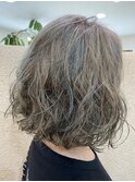 グレーアッシュブルーコラボクリープパーマ