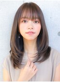 小顔ワンカールレイヤーカットくびれヘアアプリコットオレンジ