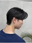 メンズセンターパートニュアンスパーマアップバング