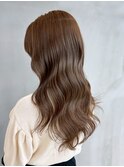 グレージュロング暗めカラー韓国ヘア顔周りレイヤー_ba567883