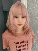ミディアムハッシュカットミディアムレイヤーカットハイトーン