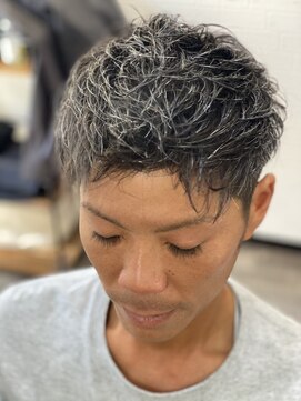 アトリエナガノ(atelier nagano) メンズツーブロック/メンズパーマ/センターパート/ブルージュ