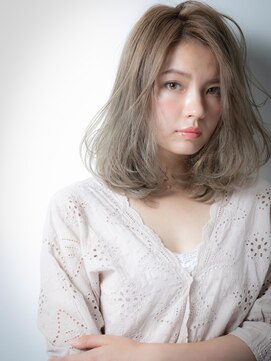 カバーヘア イヴ 戸頭店(COVER HAIR EVE) かきあげ前髪ハイトーン小顔フリンジウェーブw戸頭10代20代30代