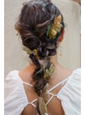 編み下ろしヘアアレンジ