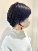 【FOLK】ブリーチあり透明感ネイビー☆似合わせ奥行きショート♪