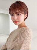 ベージュピンク×マッシュショート