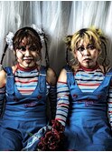 ハロウィン特殊メイク☆推し活推しカラーヘアセットヘアメイク