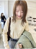 透明感シルキーベージュ透け感バング外ハネボブ20代30代40代