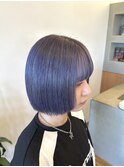 切りっぱなしボブ×ブルーパープルカラー