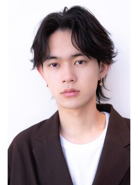 ハバナ 渋谷(HAVANA) メンズ波巻きセンターパート韓国風黒髪ツーブロックマッシュ