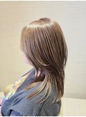 ブリーチ無し透明感グレージュ レイヤーカット 20代30代40代