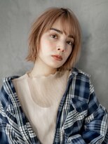 ギークス(GEEKS)&nbsp;【GEEKS渋谷】秋カラー/くびれボブ/オレンジベージュ/ハイトーン