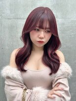 シャルム 溝の口店(charme)&nbsp;韓国風くびれヘアアプリコットオレンジワインレッド小顔ヘア