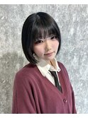 ボブ/切りっぱなしボブ/黒髪ボブ/ショート/暗髪/前髪