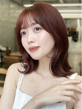 ガーデントウキョウ(GARDEN Tokyo) ミディアムヘア/オレンジブラウン/前髪カット