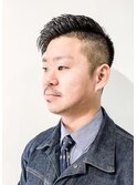 七三オールバックツイストパーマコンマヘア