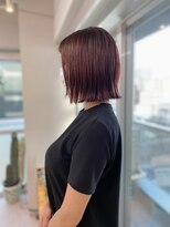 アンドチル 渋谷(AND CHILL)&nbsp;カシスレッド/切りっぱなしボブ【AND CHILL渋谷】