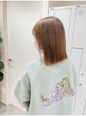 チョコレートブラウン/肩上ワンレンボブ/前髪あり